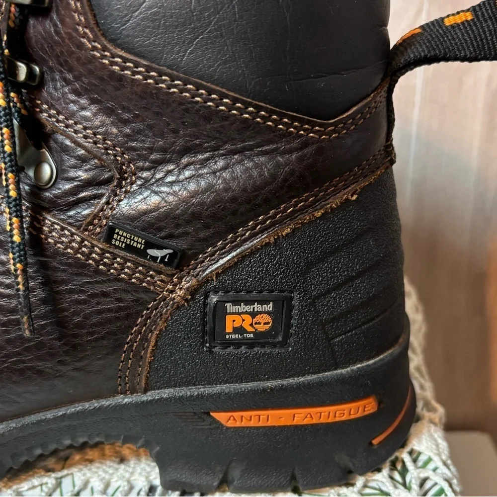 Timberland PRO Black Brown and Orange Work Boots Size 9W